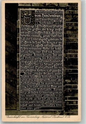 Hohenstein Gedenktafel am Tannenberg Generalfeldmarschal Hindenburg