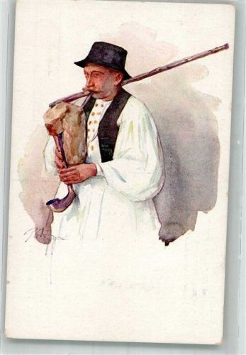 sign. Orlic P. Dudelsackspieler Tracht Slovenia