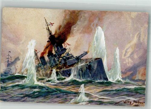1916 Seegefecht i.d. Nordsee 24.1.1915 Engl. Schlachtkreuzer im Salvenfeuer deut. Kreuzer