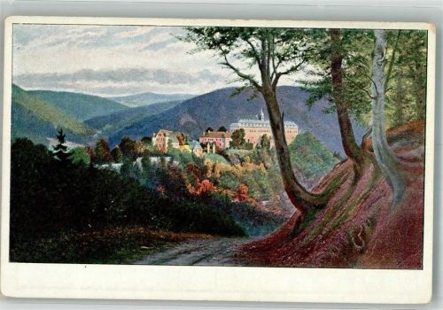 Schwarzburg 1911 sign. Prof. Tübbecke Schloss Schwarzburg Wandgemälde im S.M. Linienschiff Thüringen Deutscher Flotten-Verein
