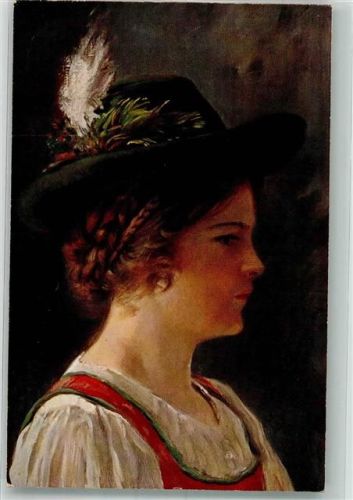 1913 sign. Louyot, Edmund Junge Frau in Tracht T.S.N.