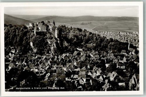 Heidenheim 1939 Fliegeraufnahme des Ortes mit Schloß Hellenstein