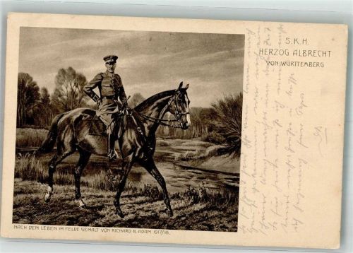 1918 sign. Adam Herzog Albrecht in Uniform zu Pferde