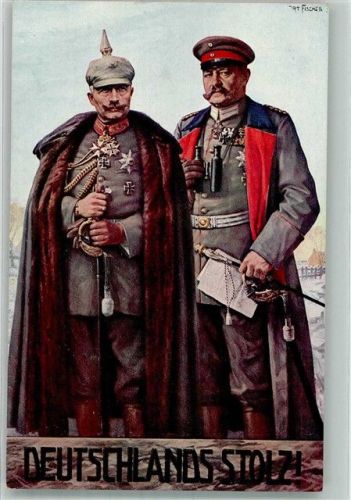 sign. Fischer Kaiser Wilhelm II mit dem Generalfeldmarschall in Uniform Eisernes Kreuz Wohlfahrtskarte Rotes Kreuz WK I