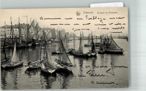 Ostende 1916 Hafen Fischerboote Feldpost WK I Nr. 12