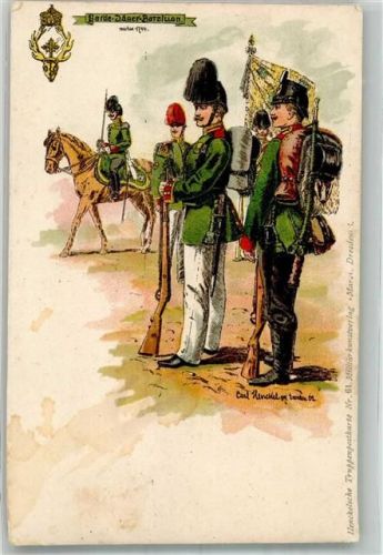 sign. Henckel Carl Garde Jäger Bataillon 1744 Henckelsche Truppenpostkarte Nr. 61 Militärkunstverlag Mars