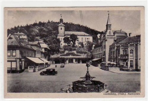 Leutenberg Leutenberg i. Thür. mit Partie am Marktplatz ungelaufen kleiner Knick unten links, Rückseite leicht stockfleckig, sonst gut erhalten.