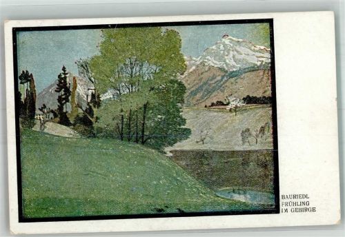 1923 sign. Bauriedl Frühling im Gebirge Inflatinsporto 40 Mark