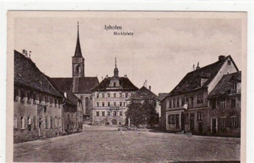 Iphofen i. Mfr. Marktplatz Rathaus Kirche ungelaufen Top Erhaltung.