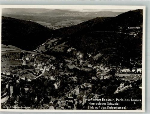 Eppstein 1937 Fliegeraufnahme des Ortes mit Burg Eppstein und Kaisertempel