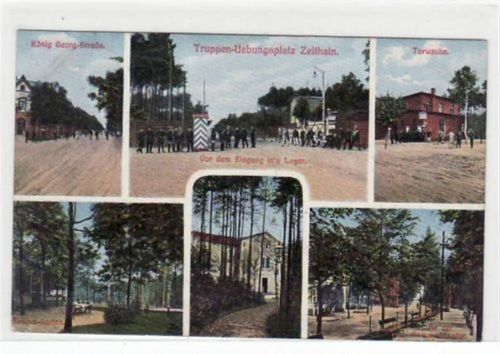 Zeithain Zeithain, Truppenübungsplatz mit 6 Abbildungen gelaufen ca. 1910. Gute Erhaltung.