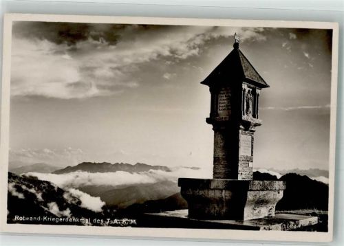 Bayrischzell Kriegerdenkmal an der Rotwand Verlag Peter Triem Nr. 421 Hüttenstempel Rotwandhaus