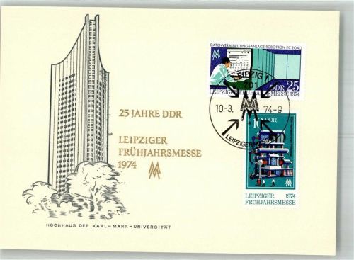 Leipzig 1974 Frühjahrsmesse DDR Hochhaus der Karl-Marx-Universität