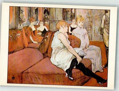 Albi sign. Toulouse-Lautrec Im Salon der Rue des Moulins im Musee Toulouse-Lautrec Künstlerkarte mit Informationen Post-Impressionismus