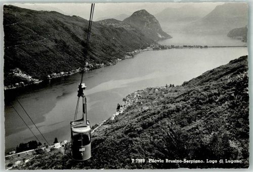 Serpiano Seilbahn über dem Luganer See Brusino-Serpiano