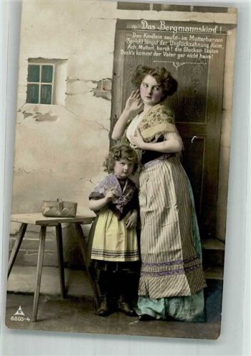 1910 Das Bergmannskind Mutter mit Kind hören nach Grubenunglück die Glocken leuten PH 6805-4