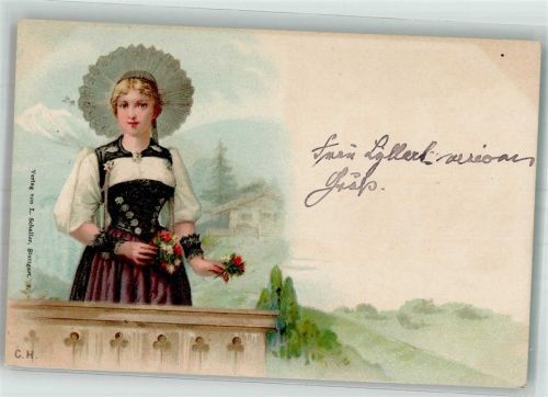 1898 Junge Frau in landestypischer Tracht Adelskorrespondenz