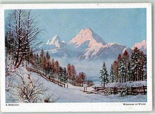 sign. Reschreiter R. Watzmann im Winter Wiechmann Bildkarten Nr. 7445