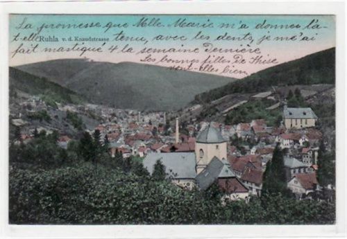 Ruhla Ruhla i. Thür. Gesamtansicht von der Knaudstraße aus gesehen gelaufen als Bahnpost mit Marke und Stempel. Zug 3. Gute Erhaltung.