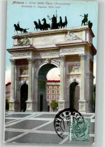 Milano 1913 Arco della Pace Briefmarke Bildseite