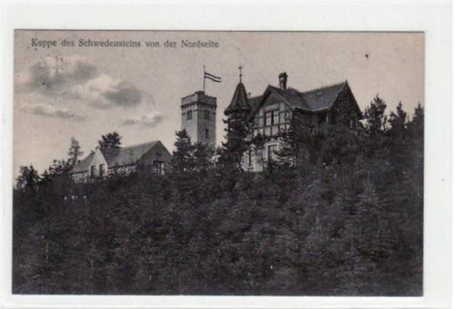Schwedenstein bei Pulsnitz mit Kuppe v.d. Nordseite gelaufen von 1926. Vorderseite löst sich von der Rückseite, sonst gut erhalten.