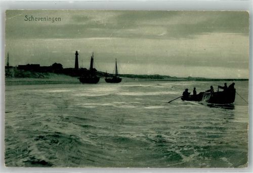 Scheveningen 1907 Leuchtturm Fischerboote