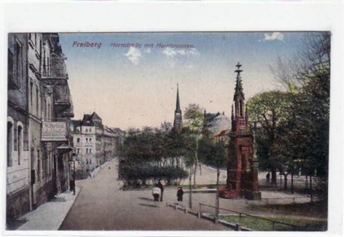 Freiberg Freiberg mit Hornstrasse und Hornbrunnen gelaufen von 1928. Gute Erhaltung.