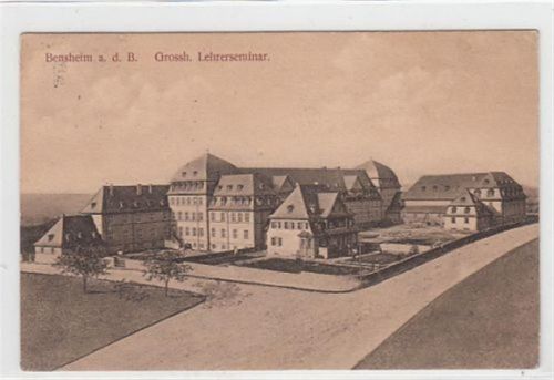 Bensheim Bensheim an der Bergstraße. Lehrerseminar gelaufen, 1911. leichte Abschürfungen, leicht fleckig, sonst gut erhalten