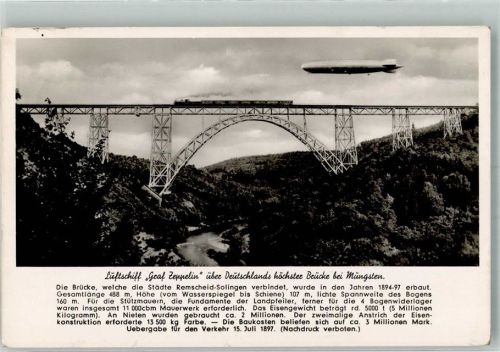 Müngsten Luftschiff Graf Zeppelin üner der Müngstener Eisenbahnbrücke