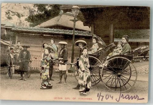 Yokohama 1904 Tracht Geisha Girl Rikscha