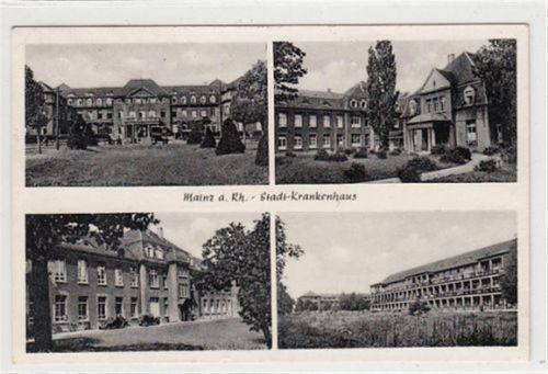 Mainz Mainz. Stadt-Krankenhaus gelaufen, 1955. Leicht bügig, sonst gut erhalten