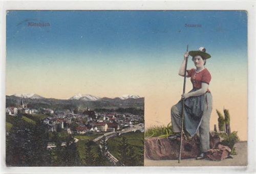Miesbach. Totalansicht Sennerin gelaufen am 10. August 1913. Gute Erhaltung.