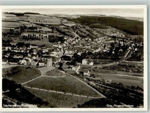 Lauterecken 1938 Fliegeraufnahme des Ortes mit Kriegerdenkmal