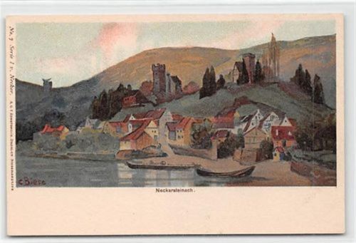 Neckarsteinach Neckarsteinach, Lithographie. ungelaufen um 1900 Top Erhaltung.