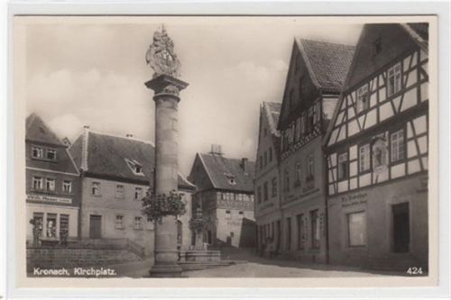 Kronach. Kirchplatz Installationsgeschäft von Wilh. Heger, ein Gasthaus Geschäft Westernhagen für Weißwaren, Gardinen, Strümpfe ect ungelaufen Sehr gut erhalten.