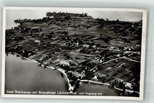 Reichenau Fliegeraufnahme der Insel mit Strandhotel Löchnerhaus