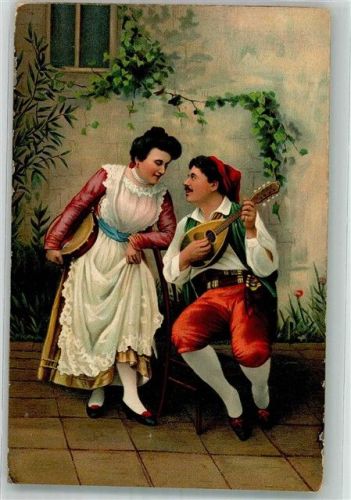 Tracht Italien Mandoline Tamburin Frau 29419 Serie 65
