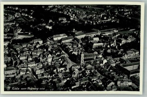 Fulda 1939 Fliegeraufnahme des Ortes mit Kirche St. Blasius