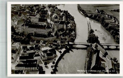 Neuburg 1938 Fliegeraufnahme des Ortes mit Hofkirche Mariä Himmelfahrt und Schloss Neuburg