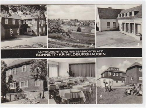 Schnett / Kreis Hildburghausen. Gast- und Pensionshaus Spindler Kulturhaus Waldcafé Hermannsruh, Innenansicht Kulturhaus Jugendherberge Ernst Heilmann auf dem Simmersberg ungelaufen Top Erhaltung.