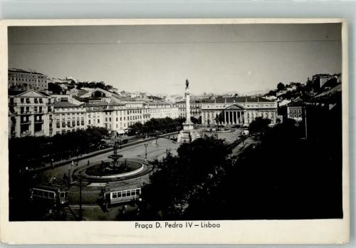 Lisboa Denkmal Säule Straßenbahn Praca D. Pedro IV