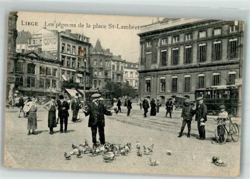 Liege 1915 Fahrrad Tauben Straßenbahn Place St. Lambert Feldpost WK I
