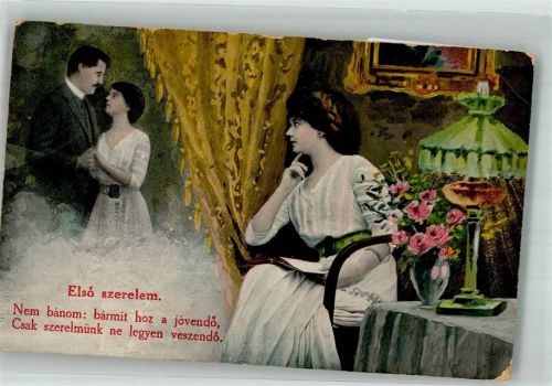 Junge ungarische Frau denkt an ihren Liebsten Poesie / Liebe Rosen