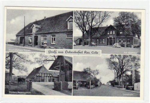 Hohenbostel mit Geschäftshaus Siebels, Gasthaus u. Dorfstraße. ungelaufen Nachkriegskarte. Gute Erhaltung.