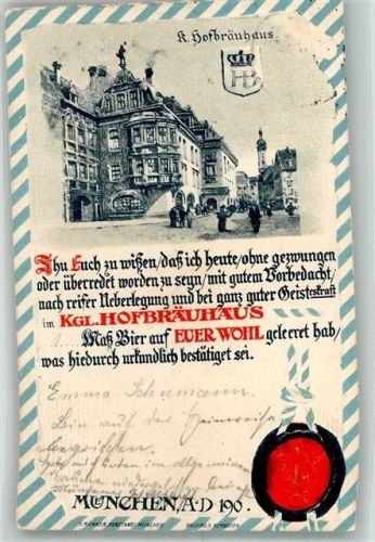 München 1904 Urkunde Hüttenstempel