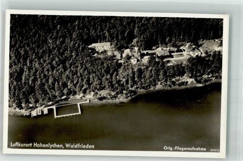 Lychen 1939 Fliegeraufnahme vom Gasthaus Waldfrieden mit Badeanstalt im Ortsteil Hohenlychen