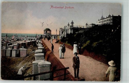 Borkum 1915 Promenade und Strand Feldpost WK I Landsturm-Batl. Hameln