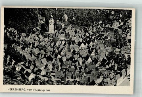 Herrenberg 1943 Fliegeraufnahme des Ortes mit der Stiftskirche