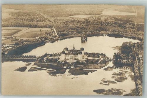 Moritzburg Fliegeraufnahme von Schloss Moritzburg Ort handschriftlich
