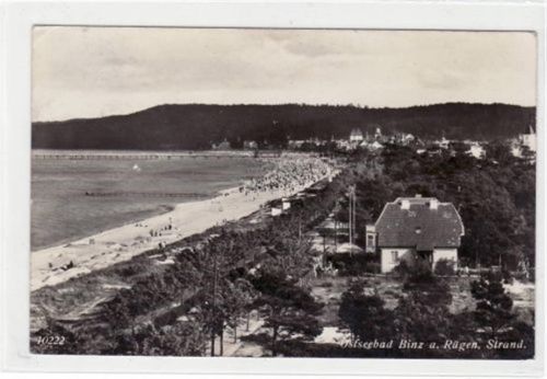 Ostseebad Binz a. Rügen mit Strand gelaufen 1939. StockflEcke n Rückseite kleiner Knick oben links und rechts, sonst gut erhalten.